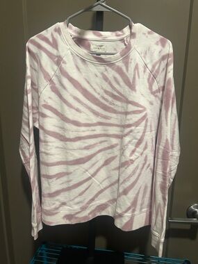 Lucky Brand Pink and White Zebra-Print Pullover